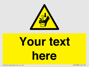 Custom warning hand crushing between press brake tool